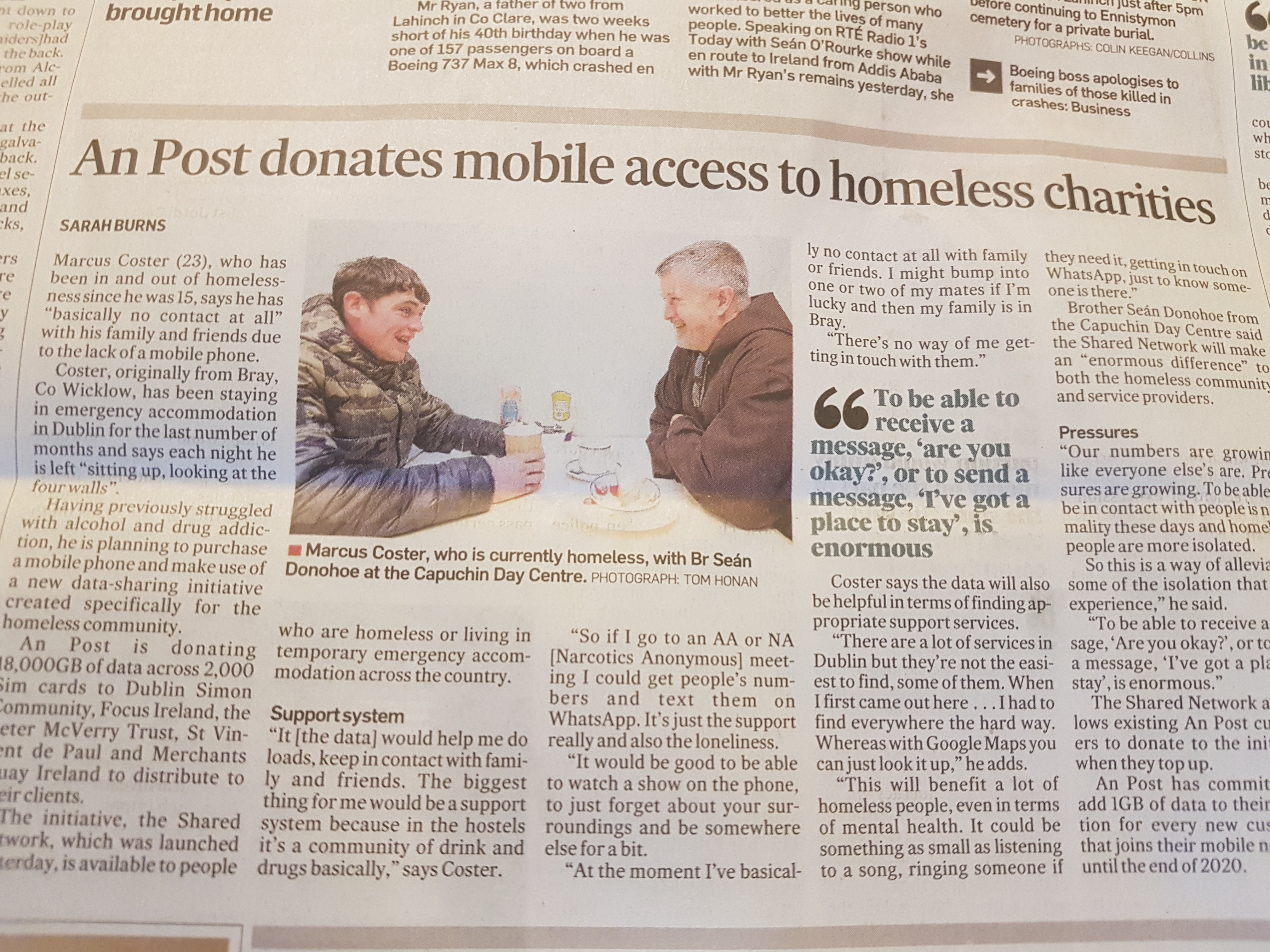 An Post to support Homeless people by donating mobile access